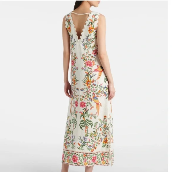 FARM Rio Off-White Delicate Forest Premium Linen Maxi Dress Size Small NWT - Picture 2 of 16